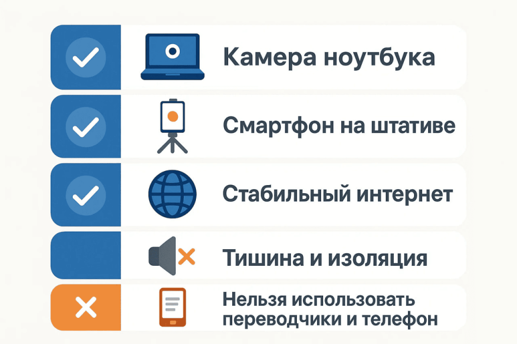 Требования для экзамена